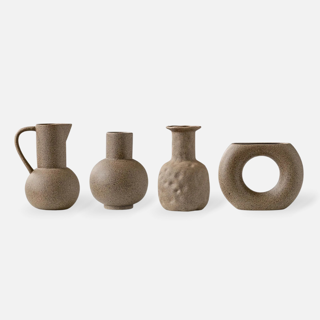 Koroa ceramic vases with clay pottery texture in various sizes